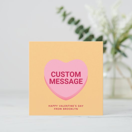 Schattige oranje roze custom conversatie hartkaart (Staand voorkant)