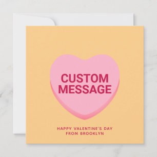 Schattige oranje roze custom conversatie hartkaart