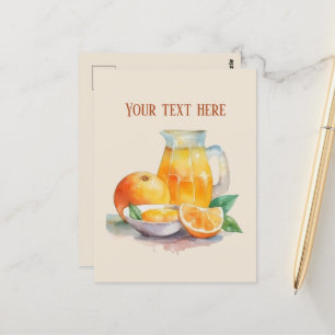 Schattige oranje sap Tekst toevoegen Briefkaart