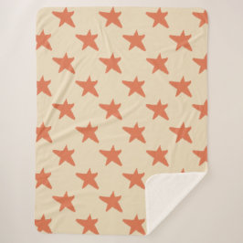 Schattige Oranje sterrenpatroon Sherpa Deken