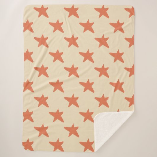 Schattige Oranje sterrenpatroon Sherpa Deken (Voorkant)