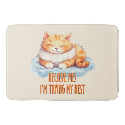Schattige Oranje Tabby Cat- Ik probeer mijn best Badmat (Voorkant)