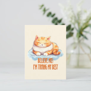 Schattige Oranje Tabby Cat- Ik probeer mijn best Briefkaart