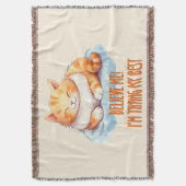 Schattige Oranje Tabby Cat- Ik probeer mijn best Deken (Voorkant Verticaal)