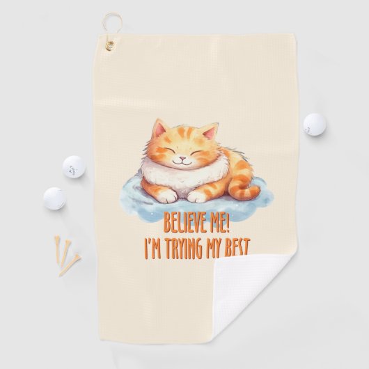 Schattige Oranje Tabby Cat- Ik probeer mijn best Golfhanddoek (Insitu)