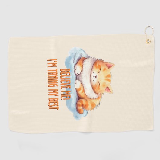 Schattige Oranje Tabby Cat- Ik probeer mijn best Golfhanddoek (Horizontaal)