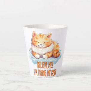 Schattige Oranje Tabby Cat- Ik probeer mijn best Latte Mok