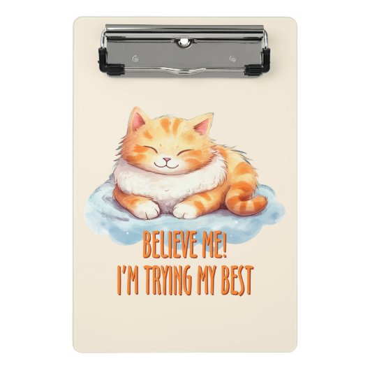 Schattige Oranje Tabby Cat- Ik probeer mijn best Mini Klembord (Voorkant)