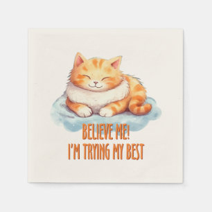 Schattige Oranje Tabby Cat- Ik probeer mijn best Servet