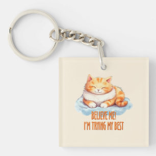 Schattige Oranje Tabby Cat- Ik probeer mijn best Sleutelhanger