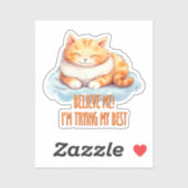 Schattige Oranje Tabby Cat- Ik probeer mijn best Sticker (Vel)