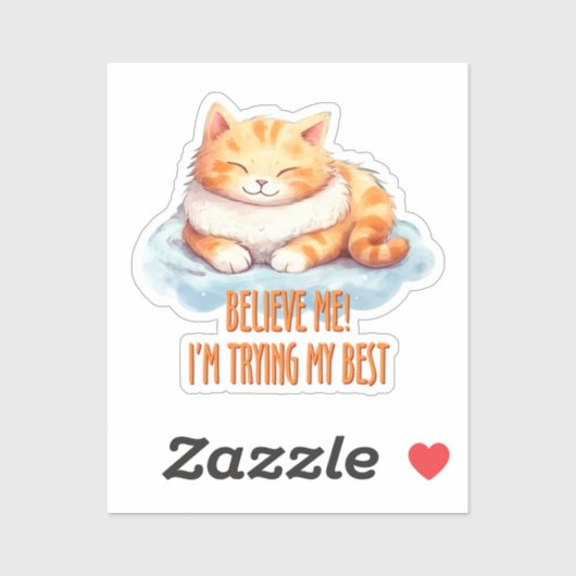 Schattige Oranje Tabby Cat- Ik probeer mijn best Sticker (Vel)