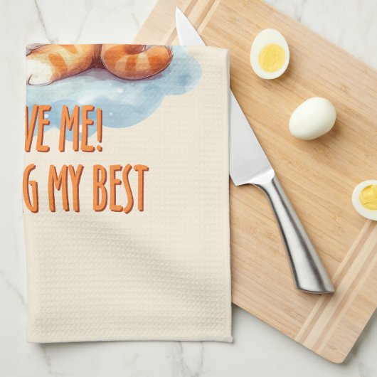 Schattige Oranje Tabby Cat- Ik probeer mijn best Theedoek (Quarter Fold)