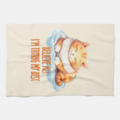 Schattige Oranje Tabby Cat- Ik probeer mijn best Theedoek (Horizontaal)