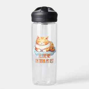 Schattige Oranje Tabby Cat- Ik probeer mijn best Waterfles