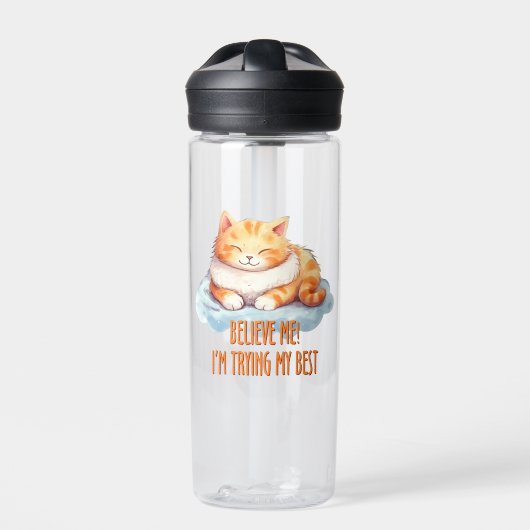 Schattige Oranje Tabby Cat- Ik probeer mijn best Waterfles (Voorkant)