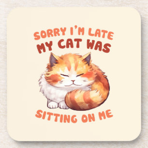 Schattige Oranje Tabby Cat- Sorry dat ik te laat b Bier Onderzetter