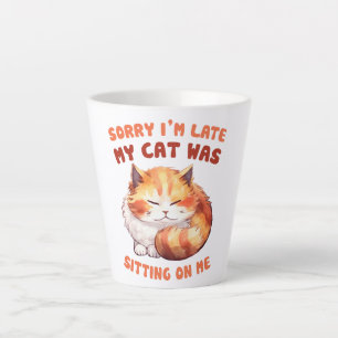 Schattige Oranje Tabby Cat- Sorry dat ik te laat b Latte Mok