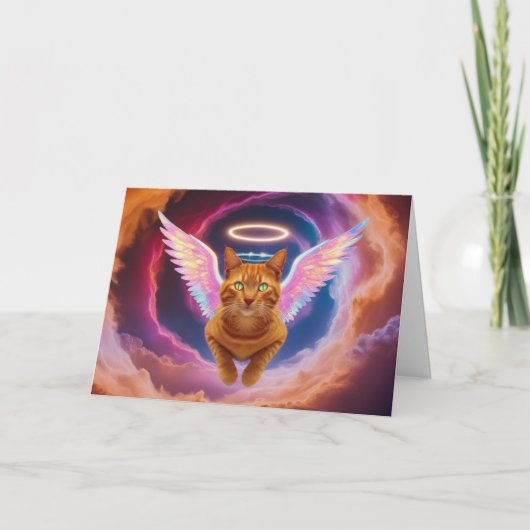 Schattige oranje tabby engel groet kaart (Voorkant)