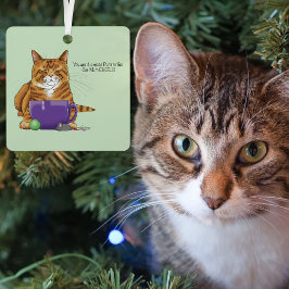 Schattige Oranje Tabby Groene Moederdag Paarse Metalen Ornament