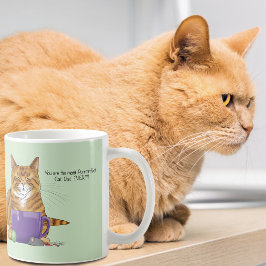 Schattige Oranje Tabby Groene Vaderdag Paarse Koffiemok