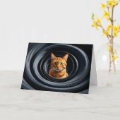 Schattige Oranje Tabby Gyre Kaart (Gele Bloem)