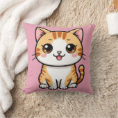 Schattige Oranje Tabby Kat Cartoon Dierlijke Stijl Kussen (Deken)