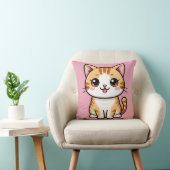 Schattige Oranje Tabby Kat Cartoon Dierlijke Stijl Kussen (Stoel)