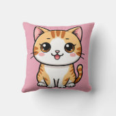 Schattige Oranje Tabby Kat Cartoon Dierlijke Stijl Kussen (Achterkant)
