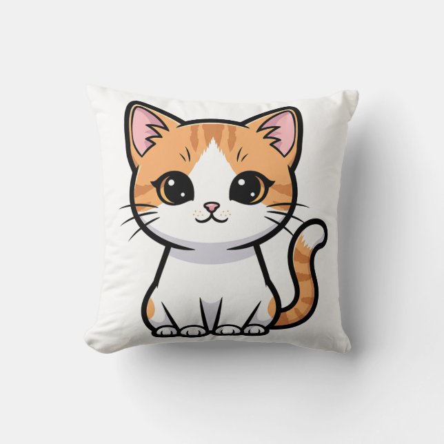 Schattige Oranje Tabby Kat Kussen (Voorkant)