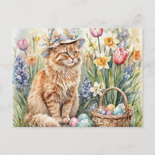 Schattige oranje tabby kat Pasen Briefkaart (Voorkant)