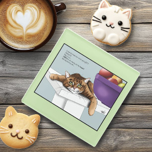 Schattige Oranje Tabby Kat Snoepjes Grappig Wachte Glazen Onderzetter