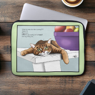 Schattige Oranje Tabby Kat Snoepjes Grappig Wachte Laptop Sleeve