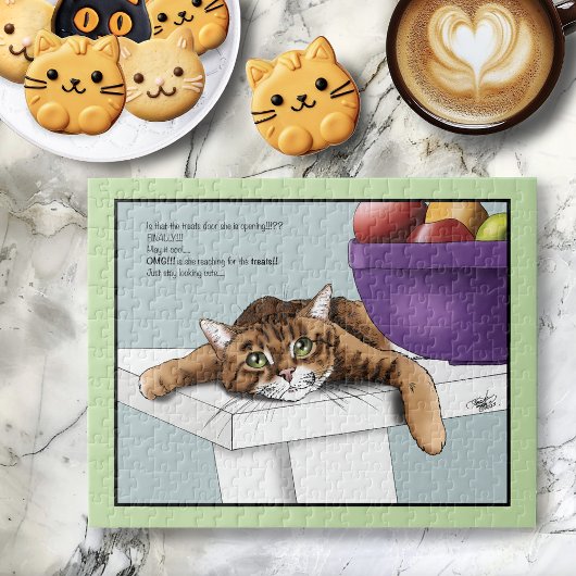 Schattige Oranje Tabby Kat Snoepjes Grappig Wachte Legpuzzel