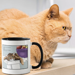 Schattige Oranje Tabby Kat Snoepjes Grappig Wachte Mok
