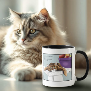 Schattige Oranje Tabby Kat Snoepjes Grappig Wachte Mok