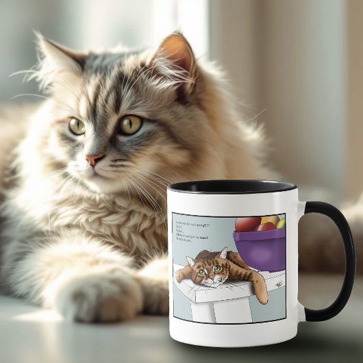 Schattige Oranje Tabby Kat Snoepjes Grappig Wachte Mok