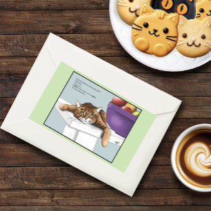 Schattige Oranje Tabby Kat Snoepjes Grappig Wachte Rechthoekige Sticker