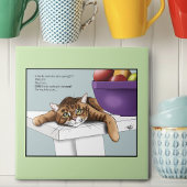 Schattige Oranje Tabby Kat Snoepjes Grappig Wachte Tegeltje