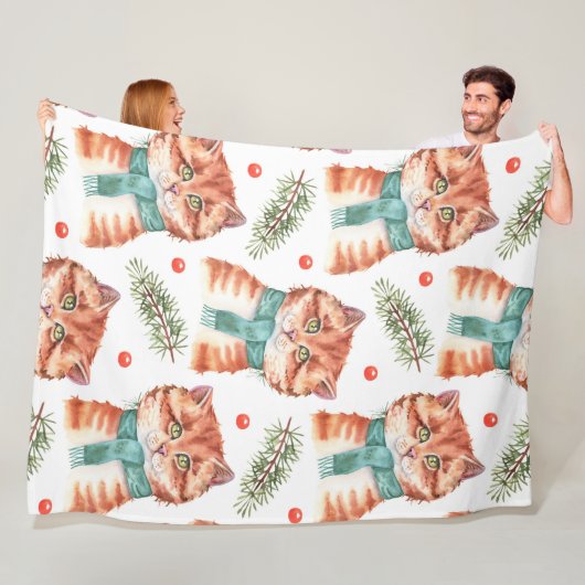 SCHATTIGE ORANJE TABBY MET EEN VAKANTIESJAAL FLEECE DEKEN (In situ)