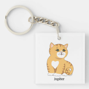 Schattige oranje tabby poes kat sleutelhanger