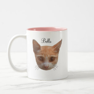 Schattige oranje tabby poes kat tweekleurige koffiemok