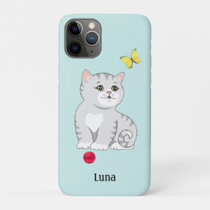 Schattige oranje tabby poes op lichtblauw Case-Mate iPhone case