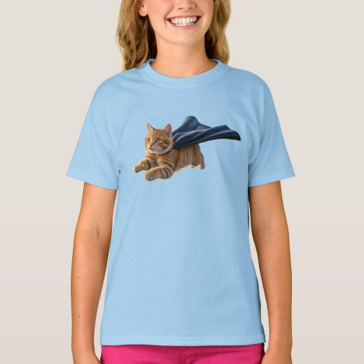 Schattige Oranje Tabby Superheld T-shirt (Voorkant)