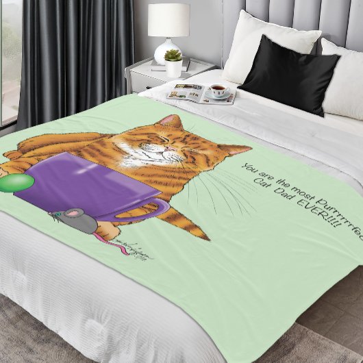 Schattige Oranje Tabby Vaderdag Paars Fleece Deken