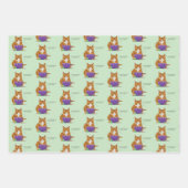 Schattige Oranje Tabby Vaderdag Paars Inpakpapier Vel (Voorkant)