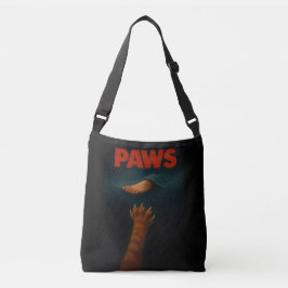 Schattige oranje tabby versus menselijke voet crossbody tas