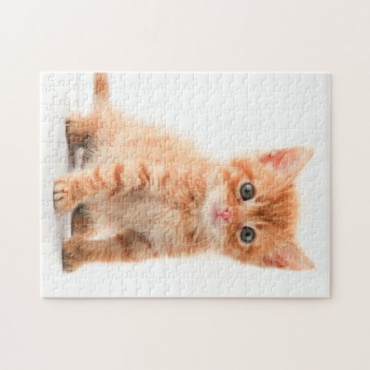 Schattige Oranje tablet Kitten Jigzaag Puzzle Legpuzzel (Horizontaal)