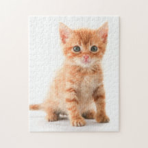 Schattige Oranje tablet Kitten Jigzaag Puzzle