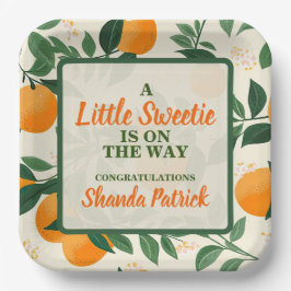 Schattige Oranje thema Baby shower Papieren Bordje